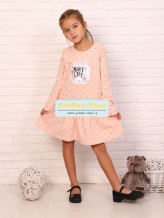 фото Платье Неженка Надпись дл.рукав детская - персиковый
